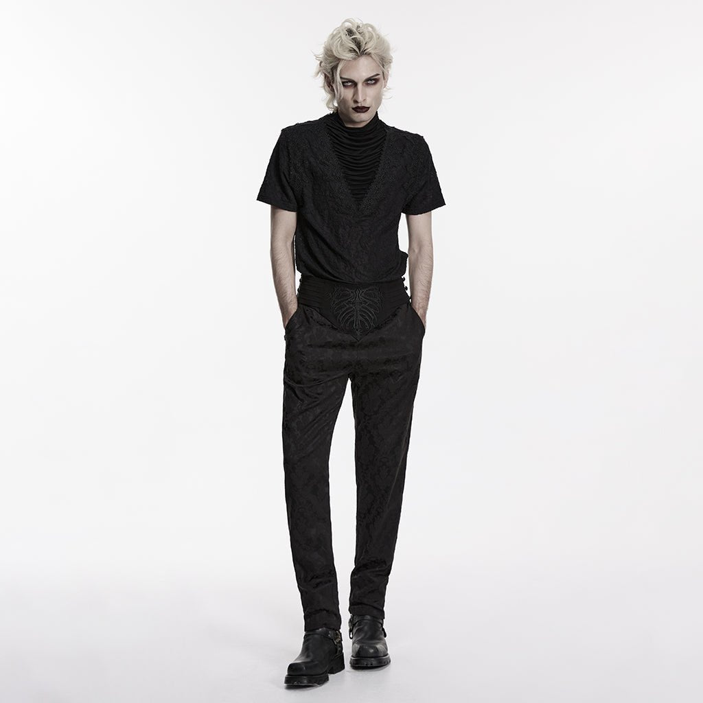 Pantalones Góticos de Talle Alto y Bordado - Crazyinlove