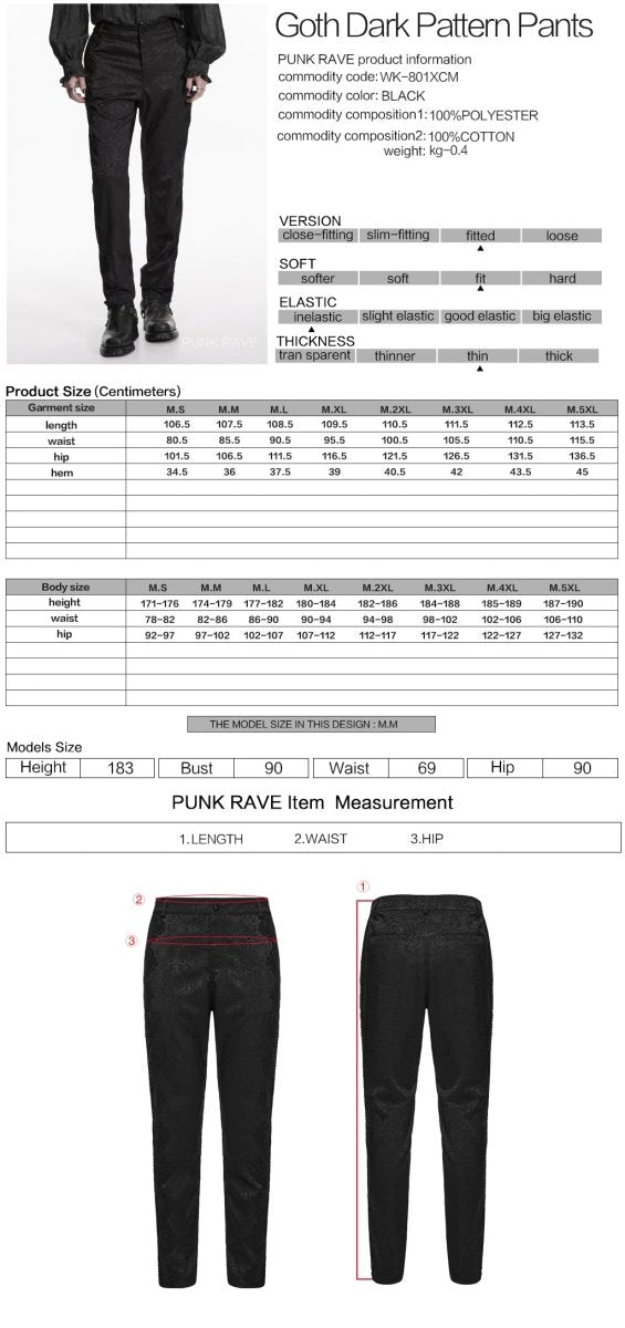 Pantalones Góticos Hombre Jacquard Damasco - Crazyinlove