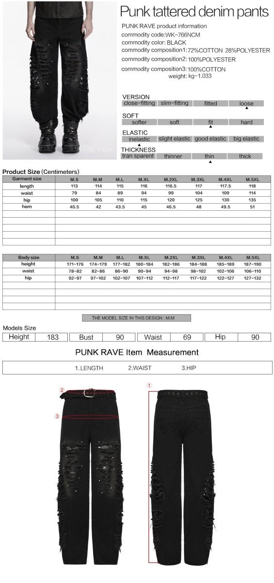 Pantalones Negros Vaqueros Rotos Denim - Crazyinlove