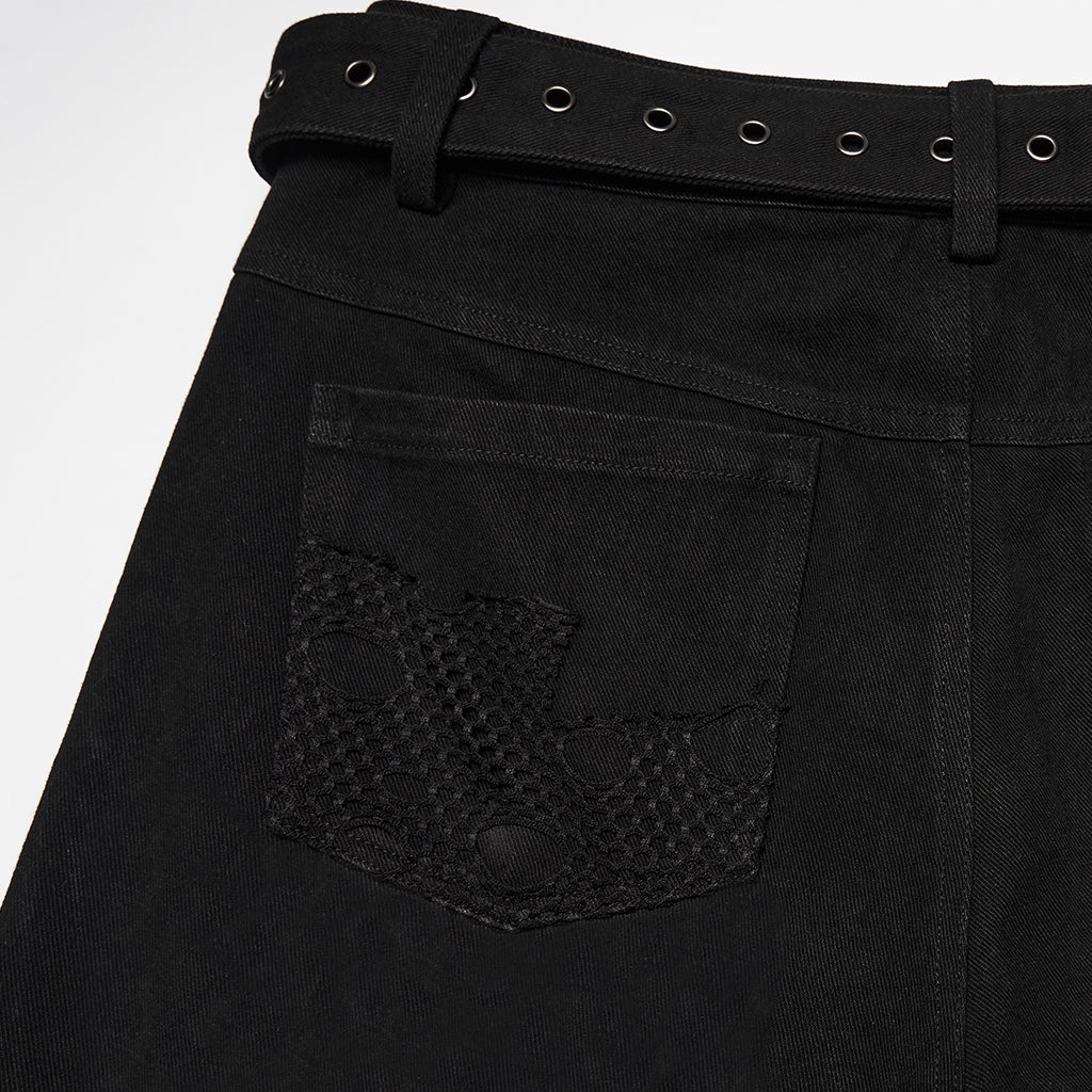 Pantalones Negros Vaqueros Rotos Denim - Crazyinlove