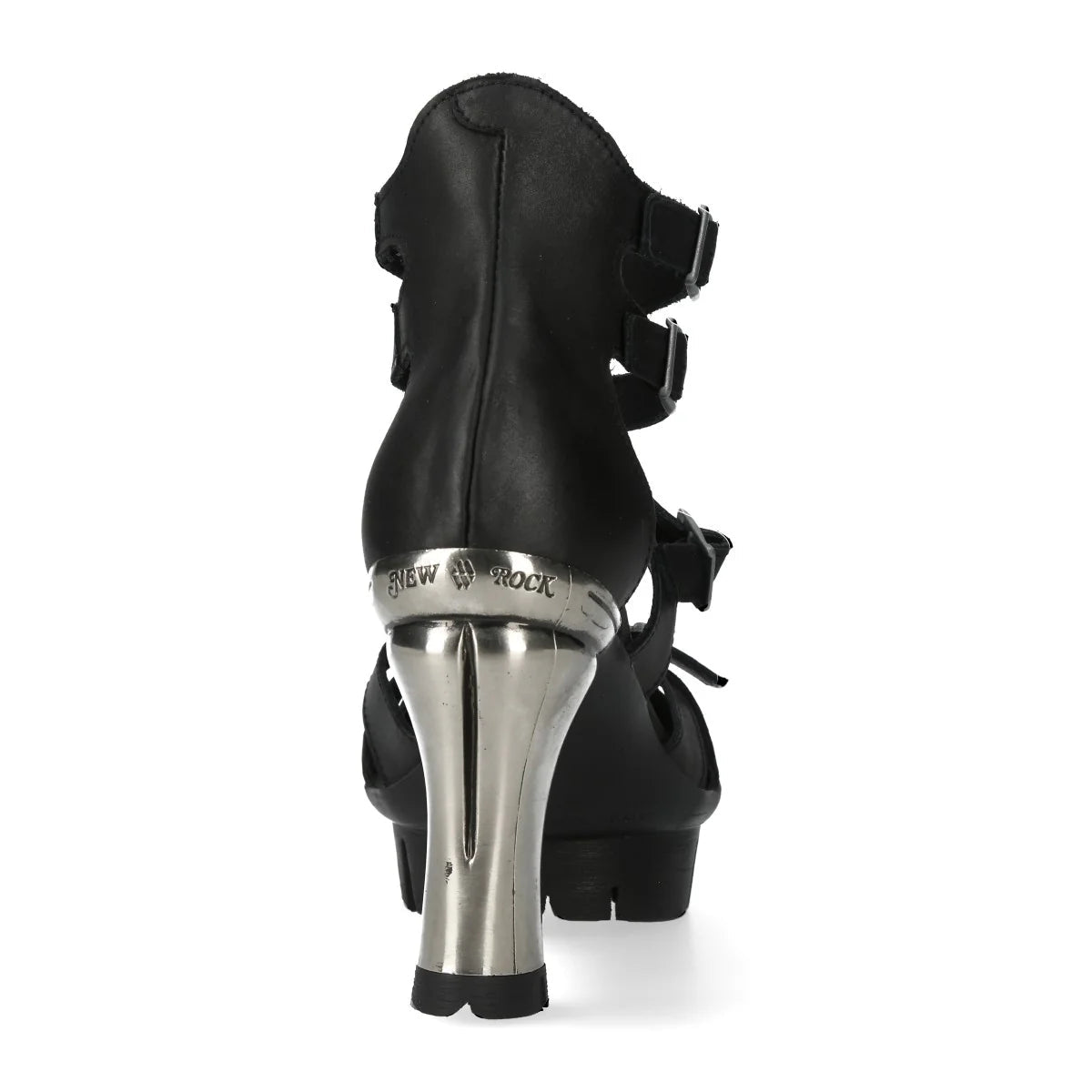 Sandalias New Rock de Piel con Tacón y Detalle Calavera - Crazyinlove