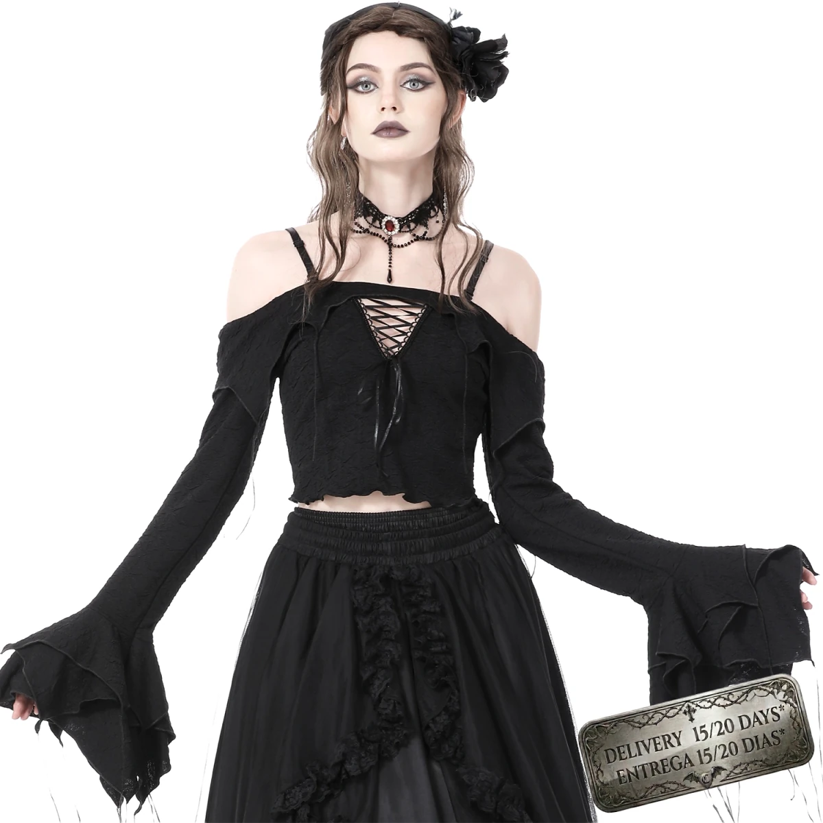 Top Corto con Hombros Descubiertos y Flecos - Crazyinlove