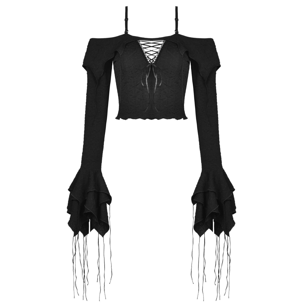 Top Corto con Hombros Descubiertos y Flecos - Crazyinlove