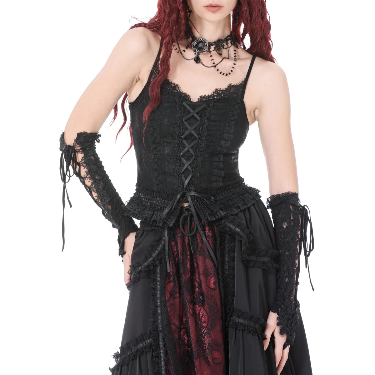 Top de Encaje con Lazada Frontal y Tirantes - Crazyinlove