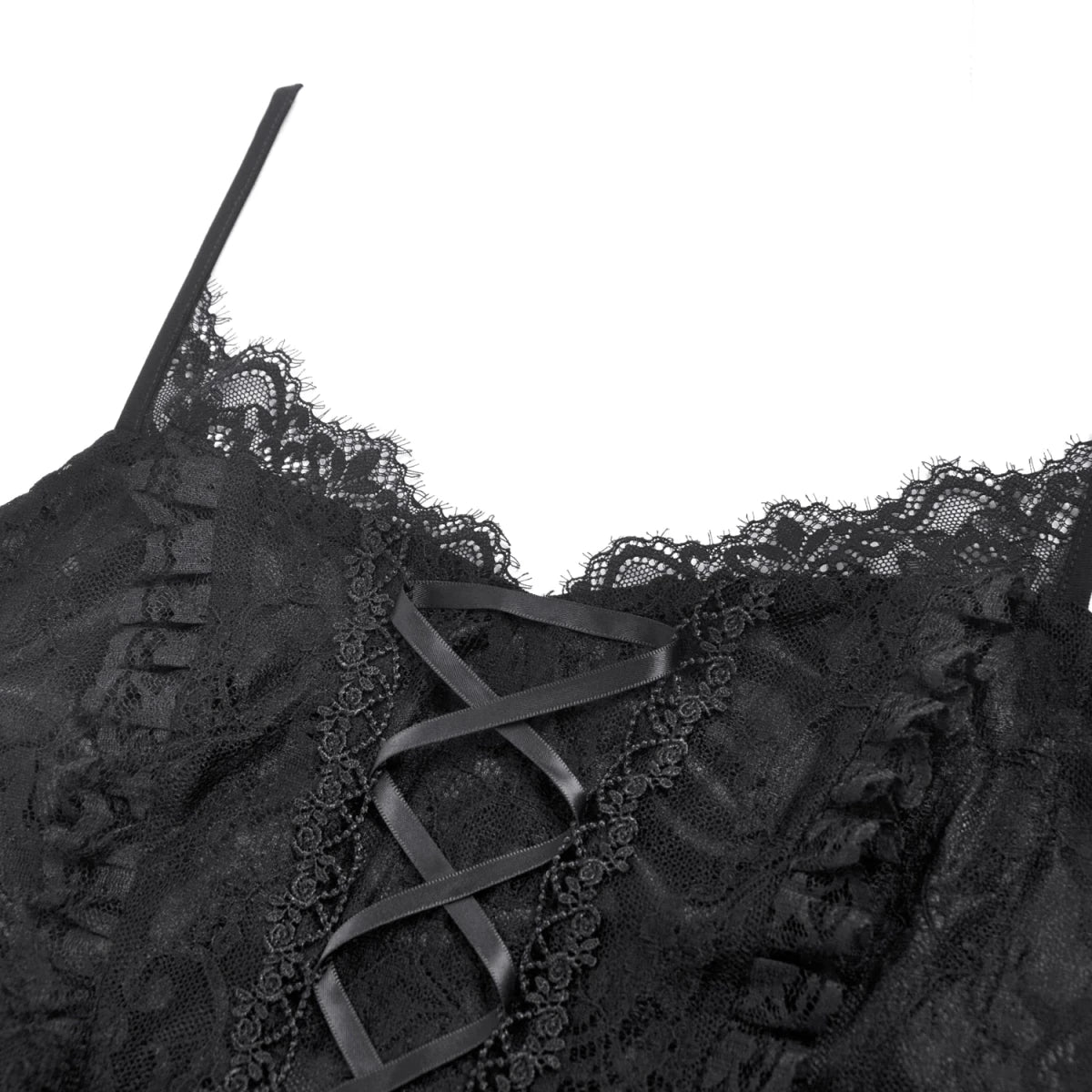 Top de Encaje con Lazada Frontal y Tirantes - Crazyinlove