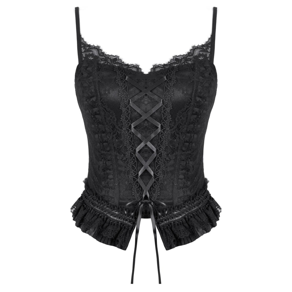 Top de Encaje con Lazada Frontal y Tirantes - Crazyinlove