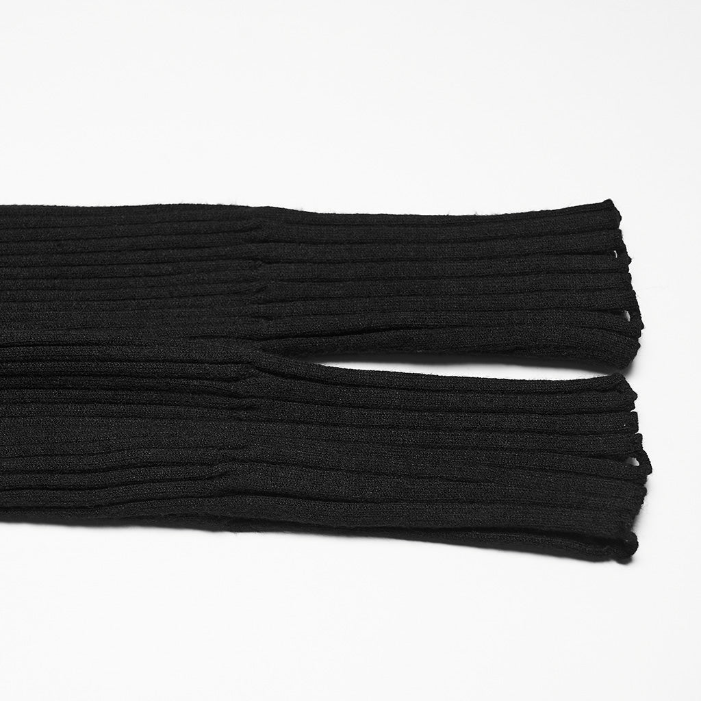 Top de Punto Negro Corto con Hombros Descubiertos y Broches Metálicos - Crazyinlove