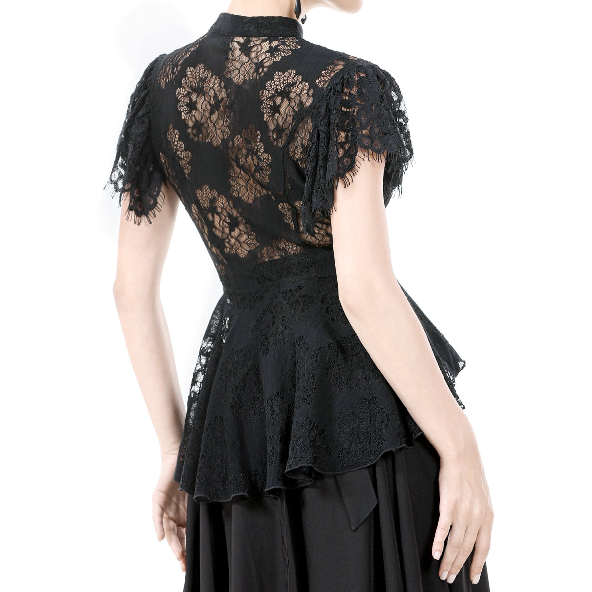 Top GĂłtico Con Cruzados y Encaje Floral Negro - Crazyinlove