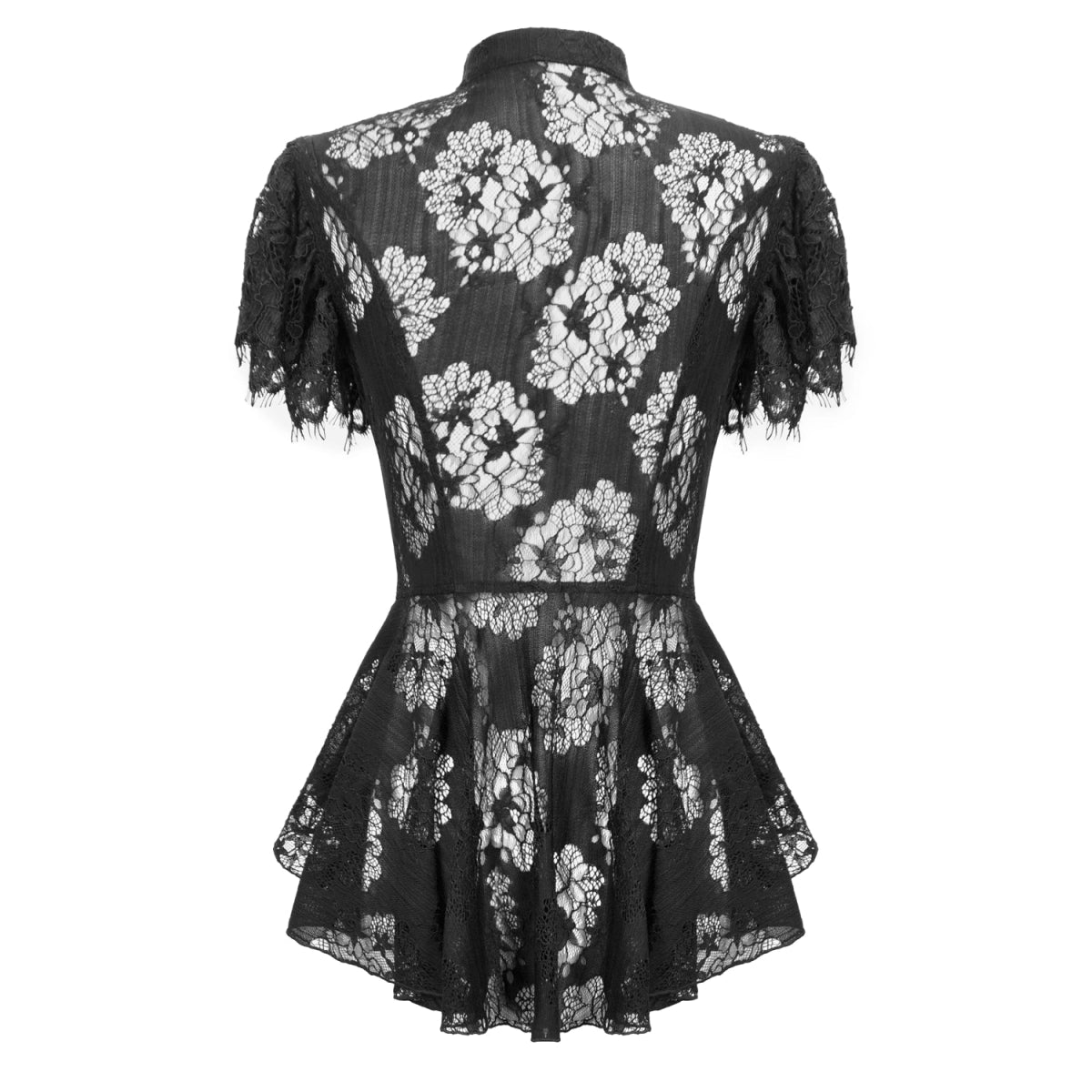 Top GĂłtico Con Cruzados y Encaje Floral Negro - Crazyinlove