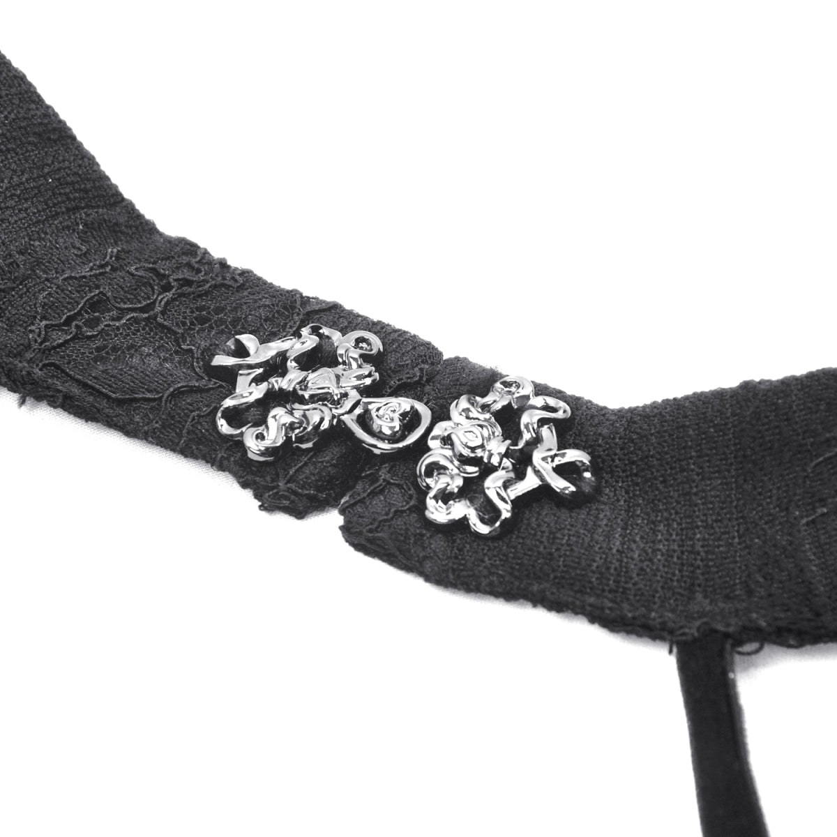 Top GĂłtico Con Cruzados y Encaje Floral Negro - Crazyinlove