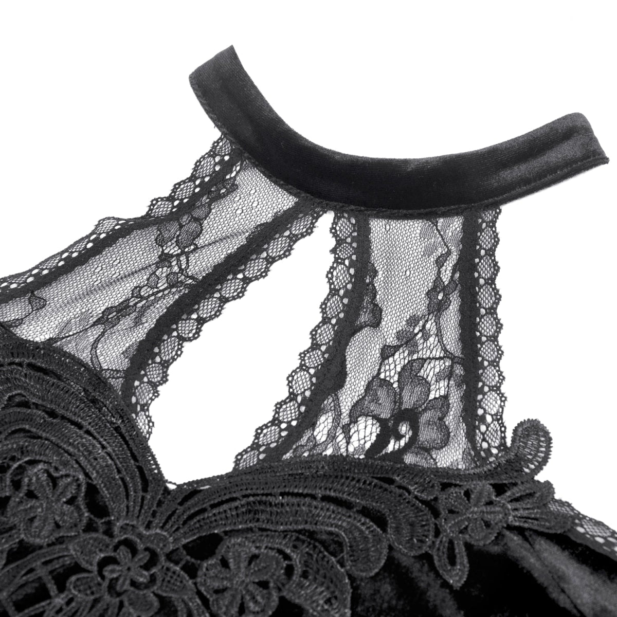 Top Gótico de Terciopelo con Encaje y Mangas Campana - Crazyinlove