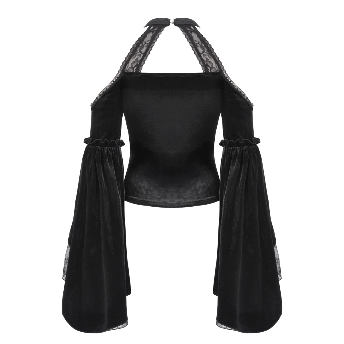 Top Gótico de Terciopelo con Encaje y Mangas Campana - Crazyinlove