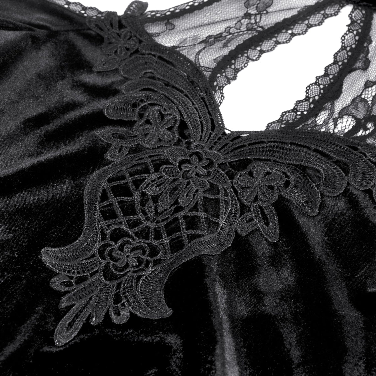 Top Gótico de Terciopelo con Encaje y Mangas Campana - Crazyinlove