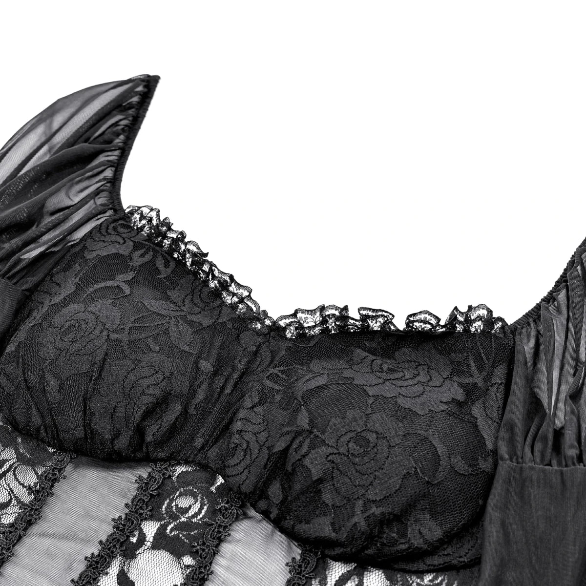 Top Gótico Victoriano de Encaje con Mangas Campana y Cintura de Tul - Crazyinlove