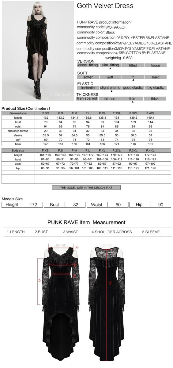 Traje de Terciopelo Negro Asimétrico con Hombros Descubiertos y Encaje - Crazyinlove