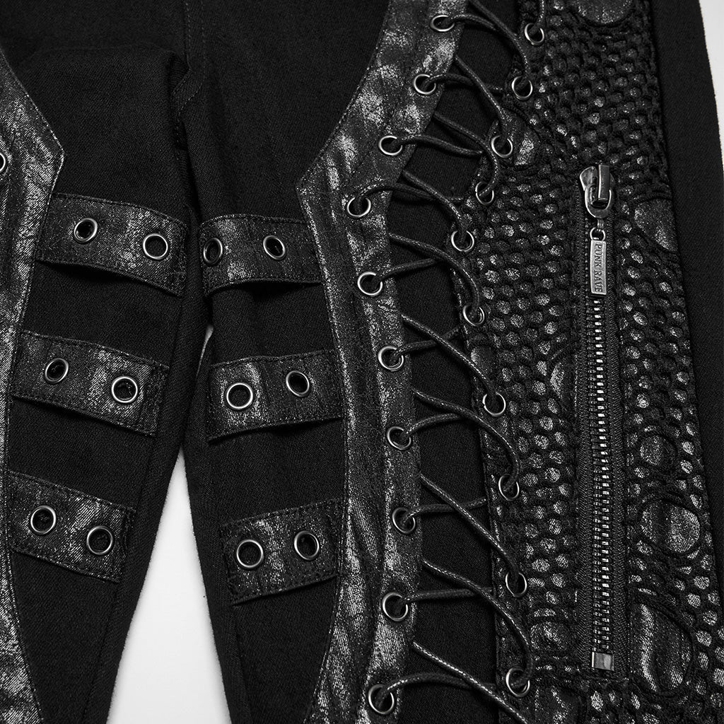 Vaqueros Pitillo Punk Negros con Cordones y Hebillas - Crazyinlove