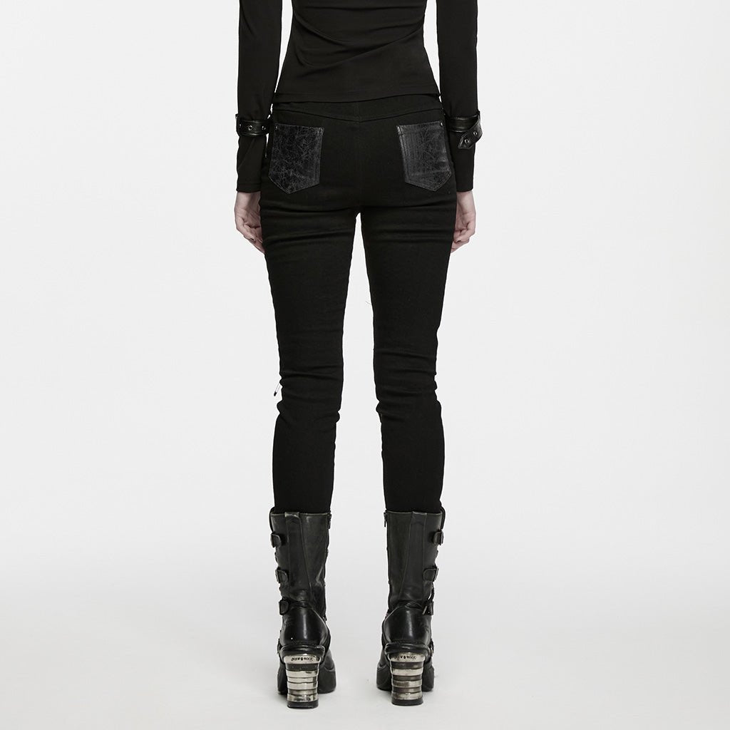 Vaqueros Pitillo Punk Negros con Cordones y Hebillas - Crazyinlove
