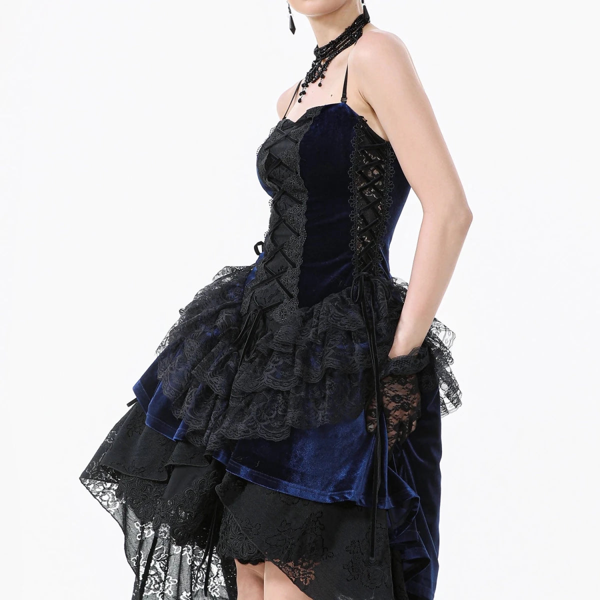 Vestido Asimétrico de Encaje con Escote Corazón - Crazyinlove