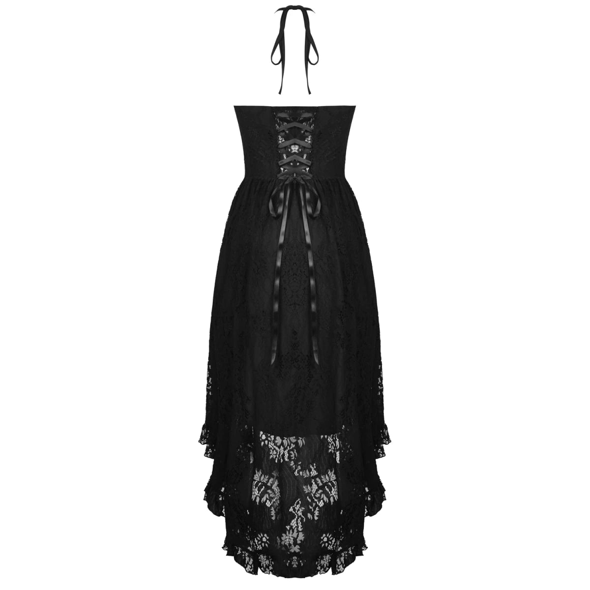 Vestido Asimétrico de Encaje con Escote Halter - Crazyinlove
