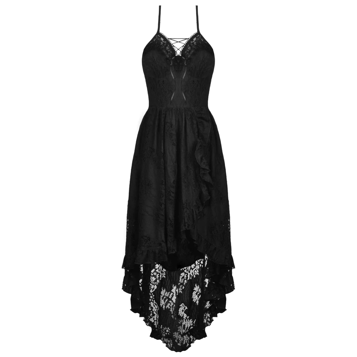 Vestido Asimétrico de Encaje con Escote Halter - Crazyinlove