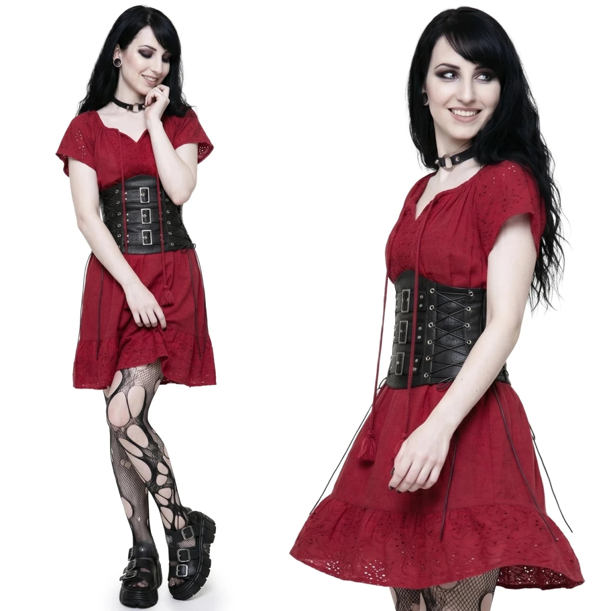 Vestido Boho Rojo de Algodón con Bordado Suizo - Crazyinlove