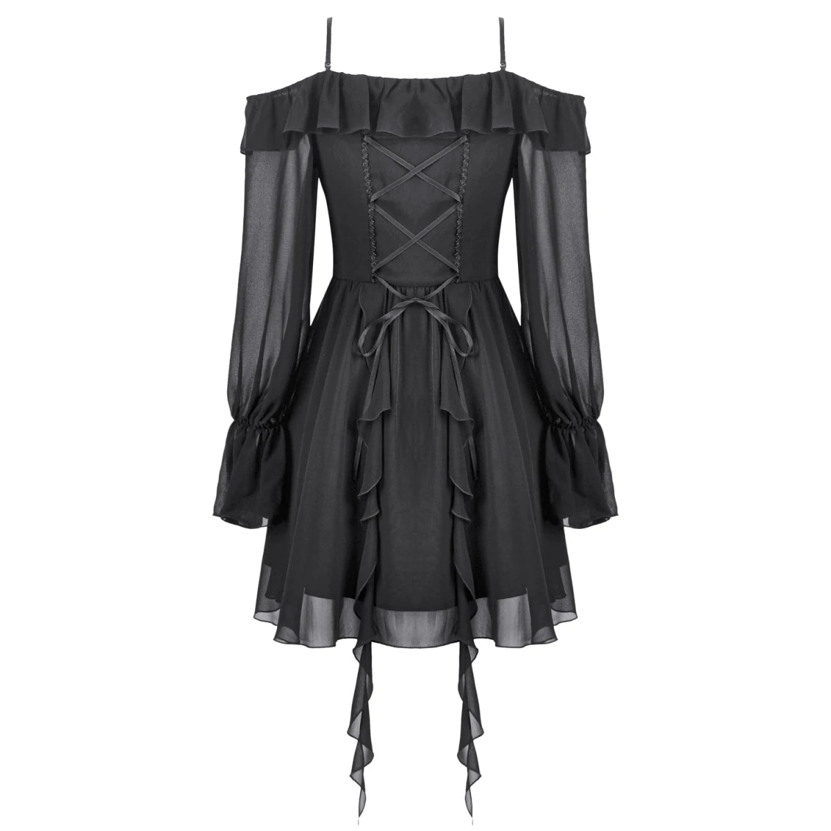 Vestido Corto con Luna Creciente y Mangas Gasa - Crazyinlove