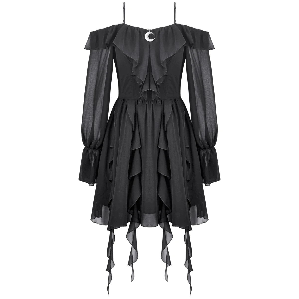 Vestido Corto con Luna Creciente y Mangas Gasa - Crazyinlove