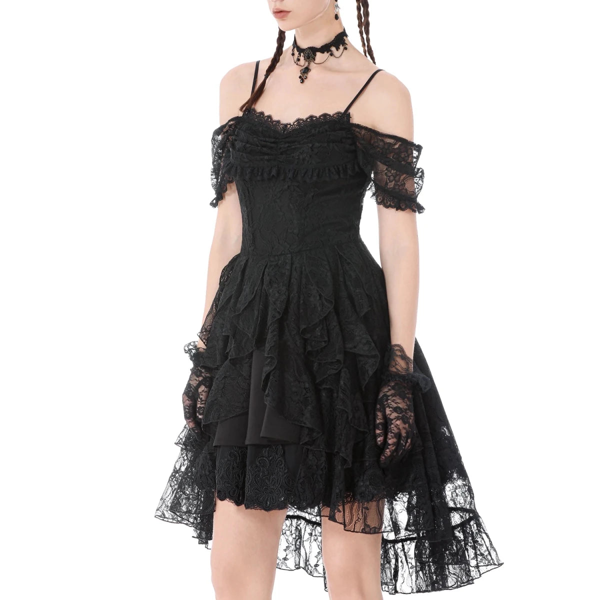 Vestido Corto Delante Largo Detrás con Encaje - Crazyinlove