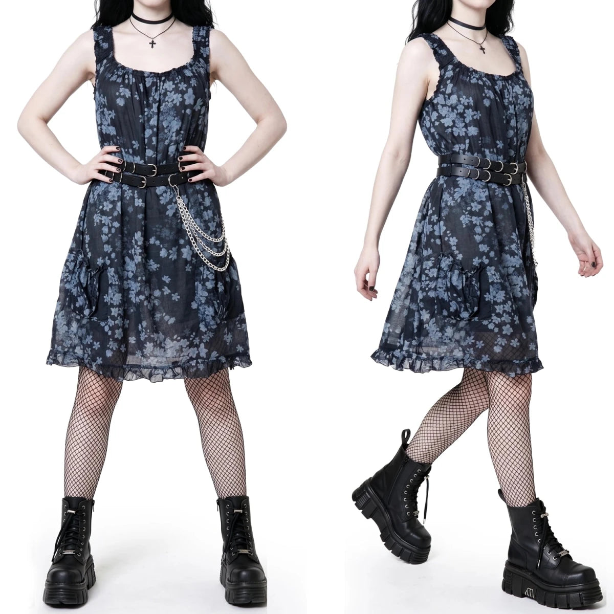 Vestido de Algodón Fino con Flores y Tirantes - Crazyinlove