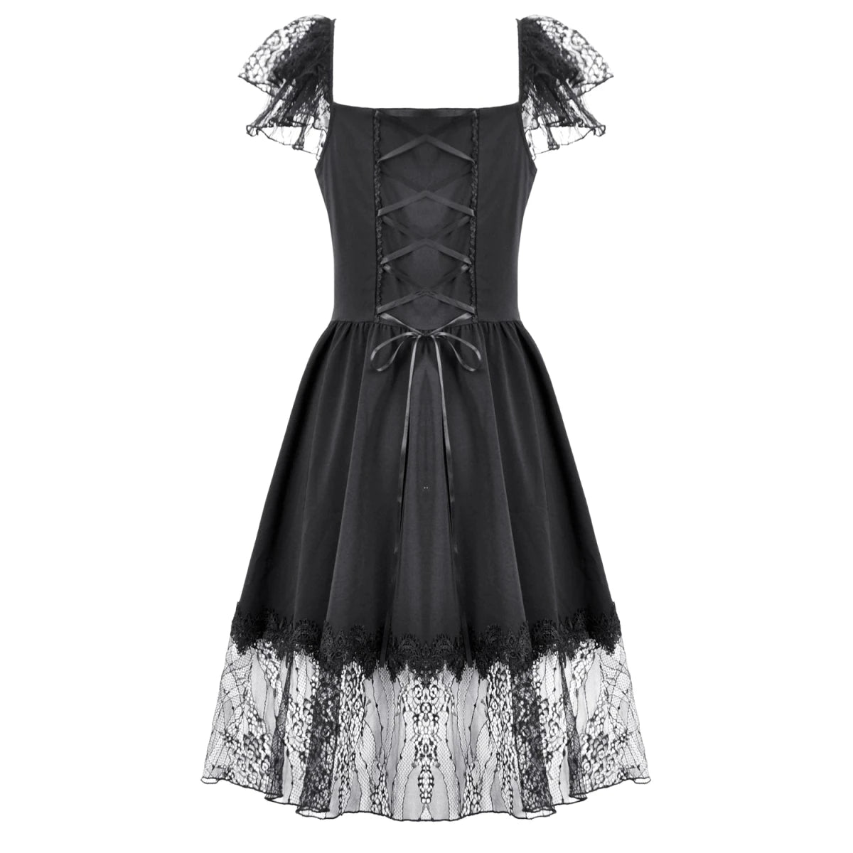 Vestido de Encaje con Botones y Lazada Trasera - Crazyinlove