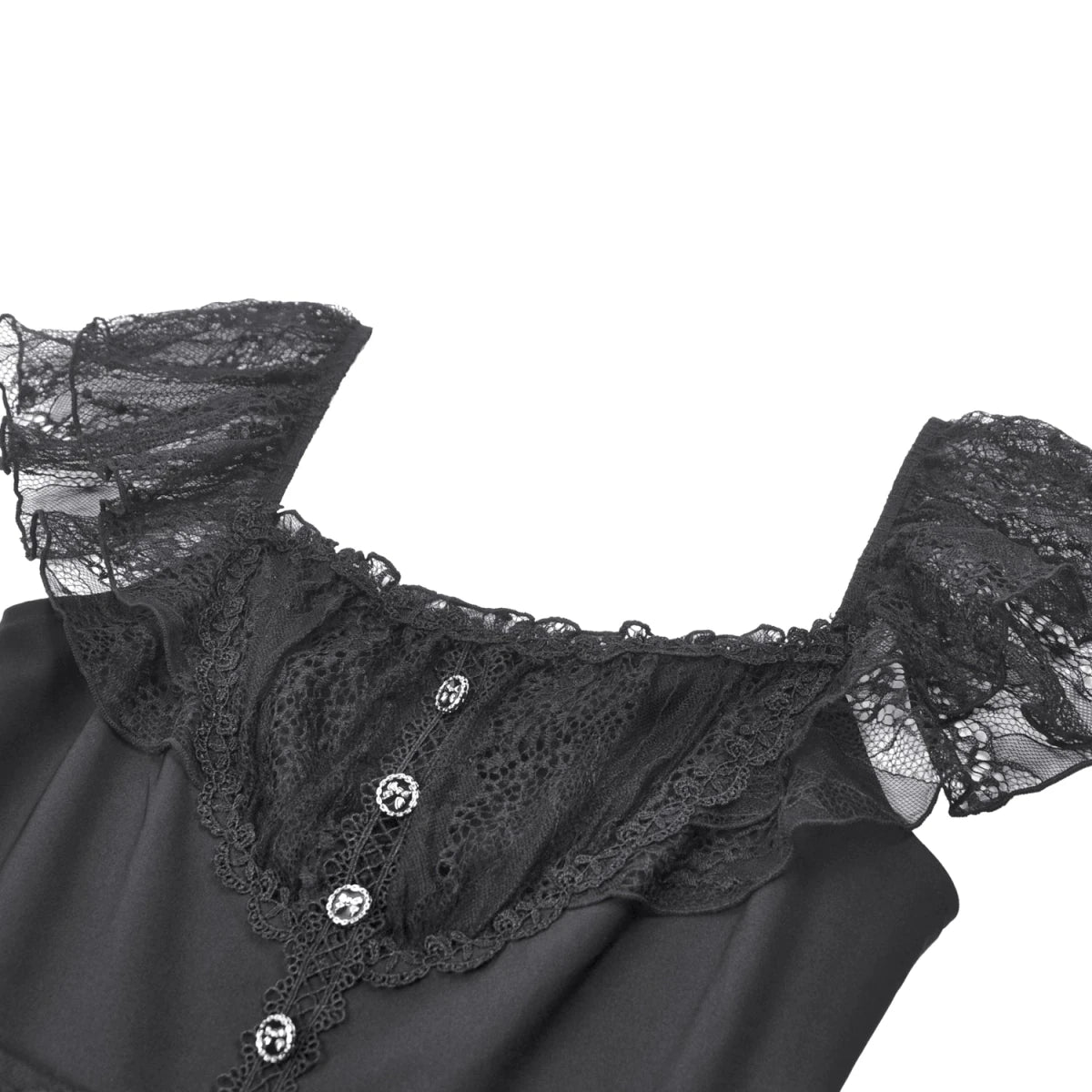 Vestido de Encaje con Botones y Lazada Trasera - Crazyinlove