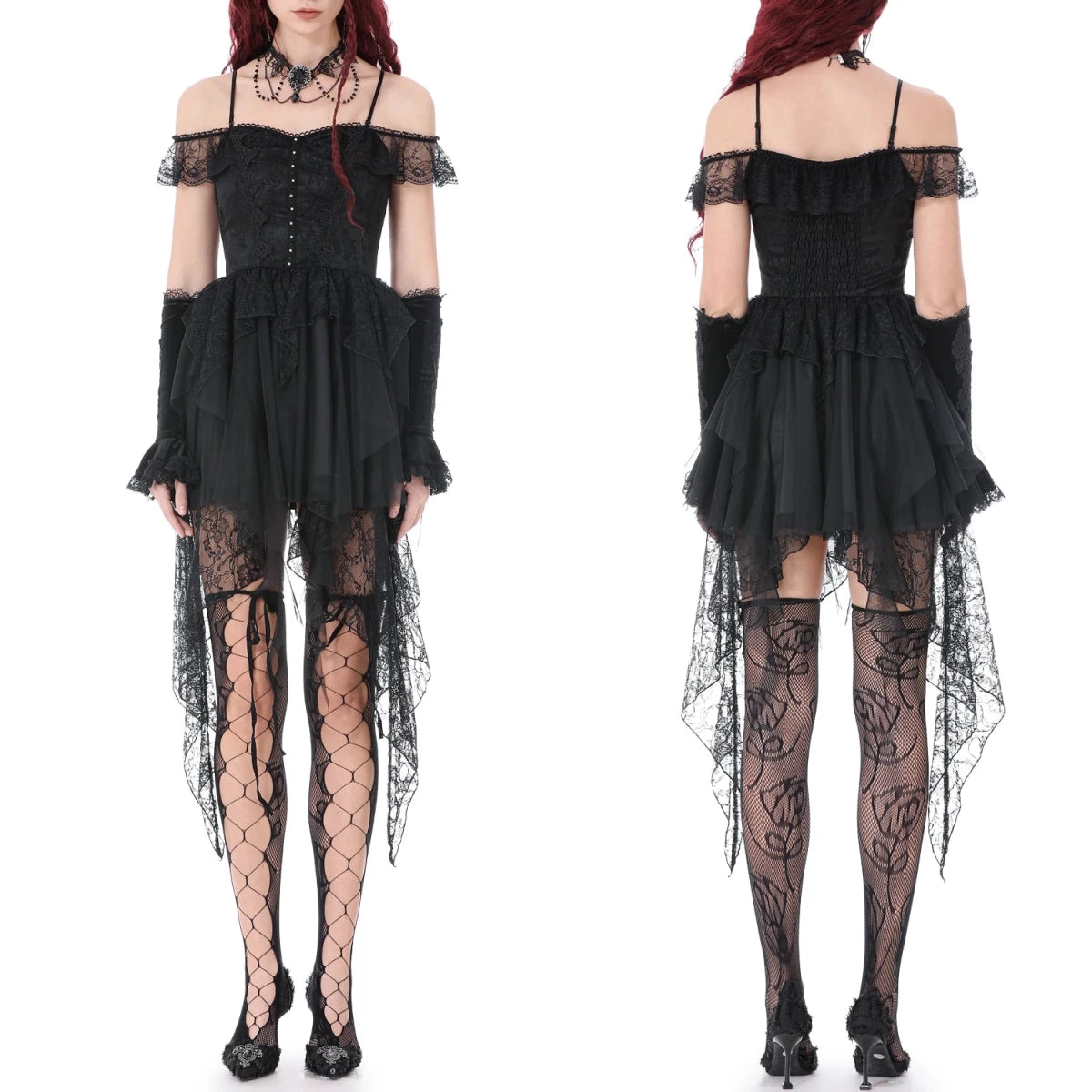 Vestido de Tirantes con Tul y Encaje Asimétrico - Crazyinlove