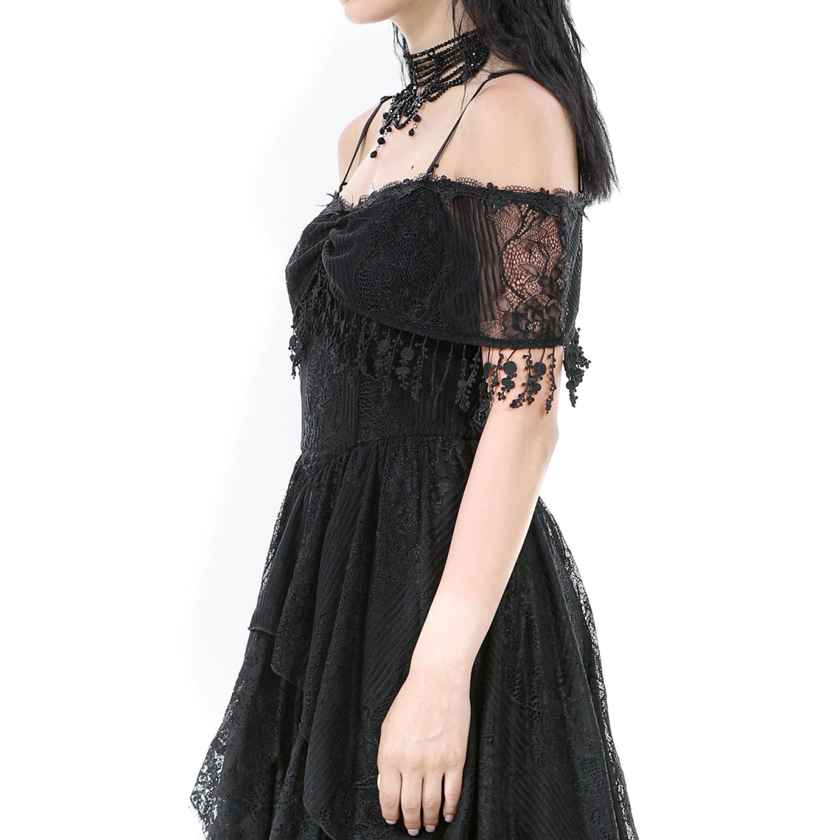 Vestido GĂłtico Encaje | Hombros CaĂdos - Crazyinlove