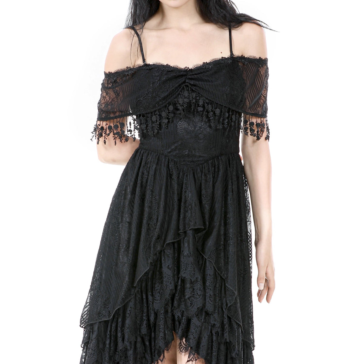 Vestido GĂłtico Encaje | Hombros CaĂdos - Crazyinlove