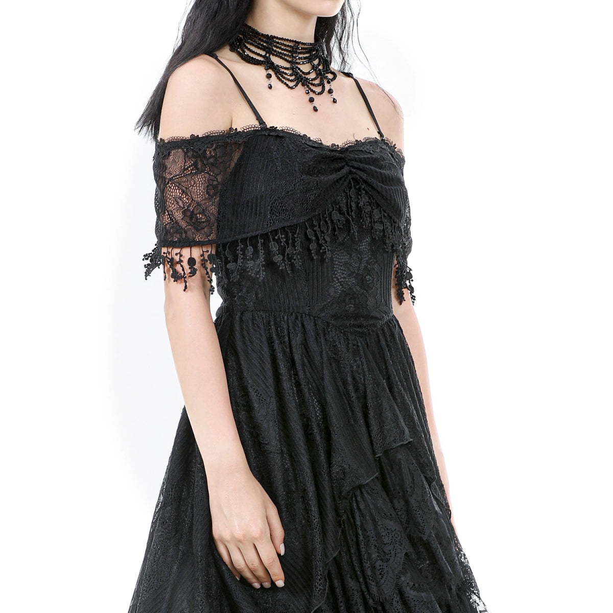 Vestido GĂłtico Encaje | Hombros CaĂdos - Crazyinlove