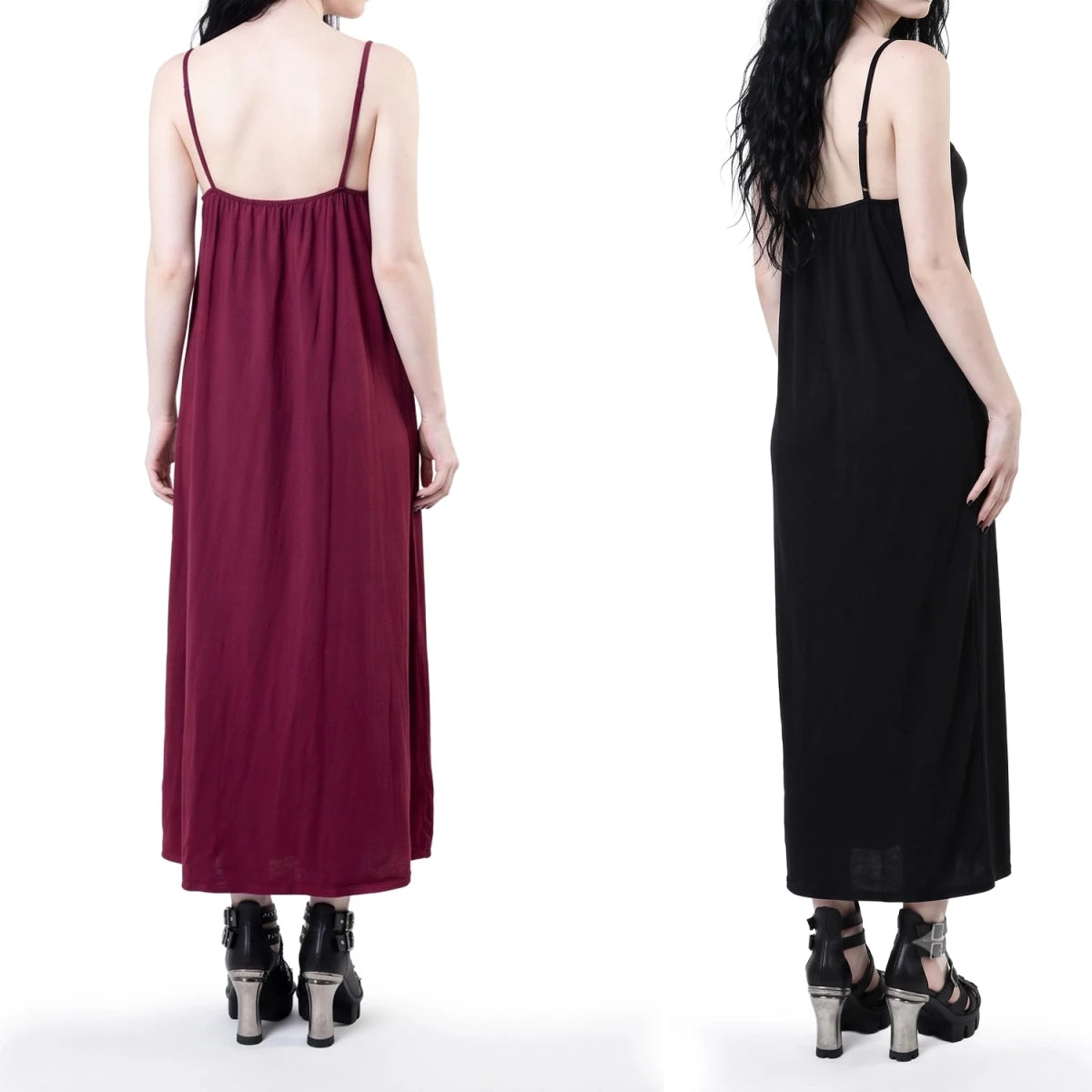 Vestido Largo con Tachuelas y Tirantes Finos - Crazyinlove
