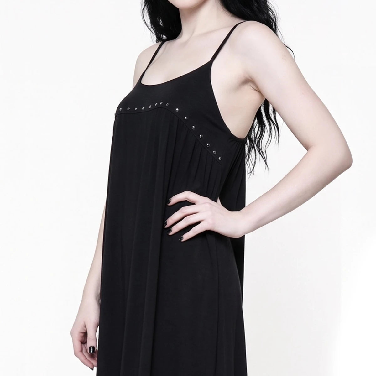Vestido Largo con Tachuelas y Tirantes Finos - Crazyinlove