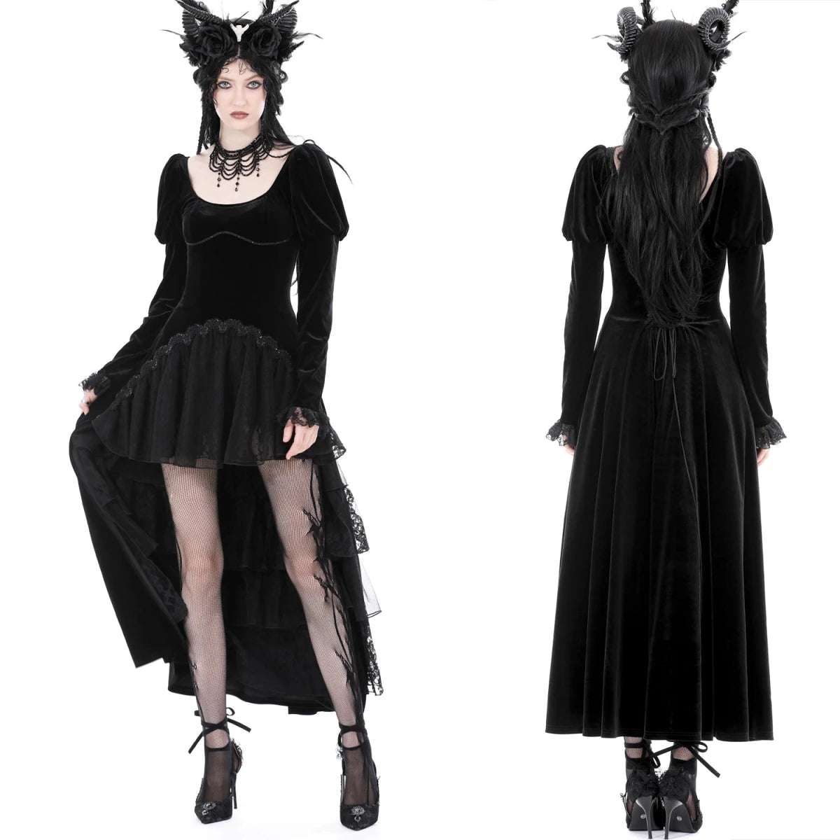 Vestido Largo/corto Terciopelo Negro - Crazyinlove