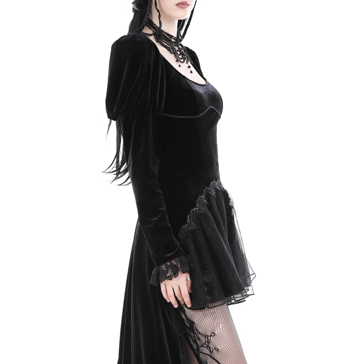 Vestido Largo/corto Terciopelo Negro - Crazyinlove