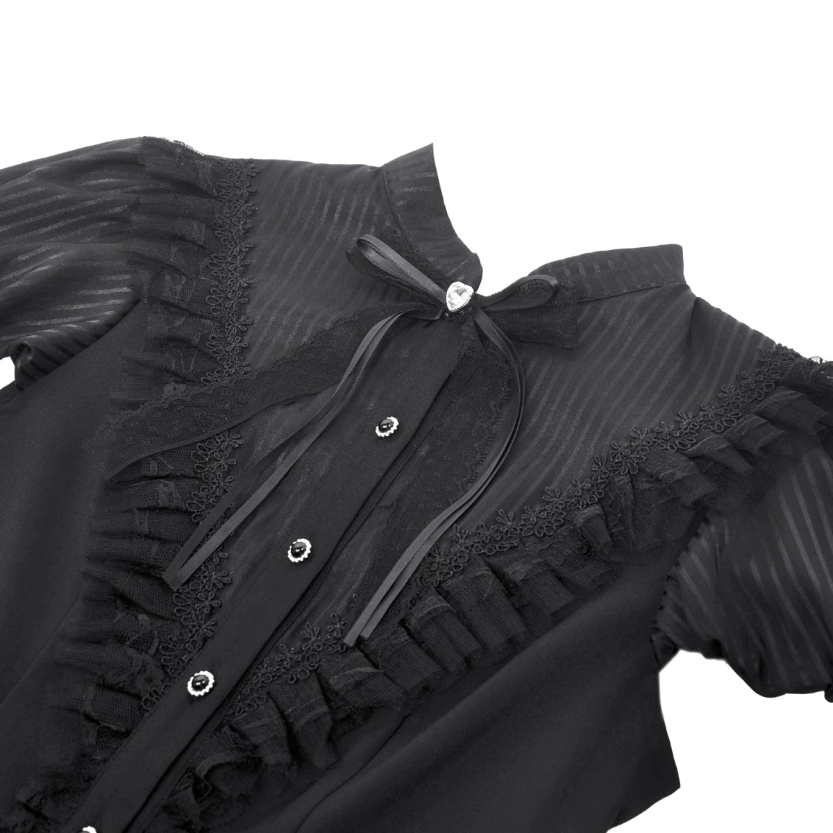 Vestido Mini con Pechera de Volantes y Lazos - Crazyinlove