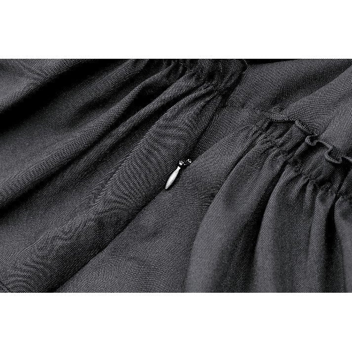 Vestido Mini Gothic Lolita Negro con Cordones Burdeos y Cuernos, foto de detalle 4