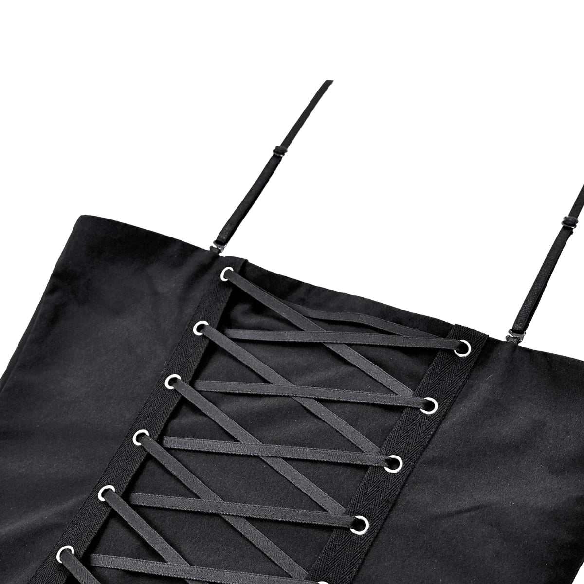 Vestido Negro Mini Punk con Panel de Cordones Estilo Corsé - Crazyinlove