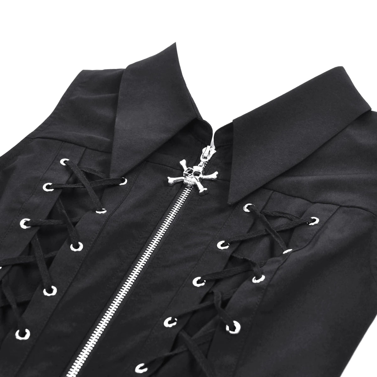 Vestido Punk Mini con Cremallera, Calavera y Cordones - Crazyinlove
