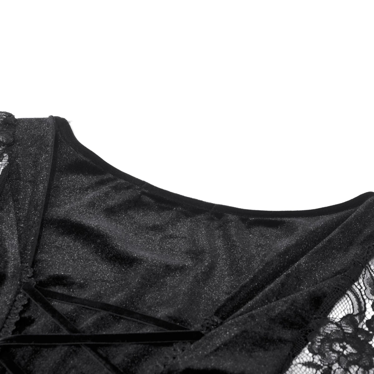Vestido Terciopelo y Encaje con Mangas Pagoda - Crazyinlove