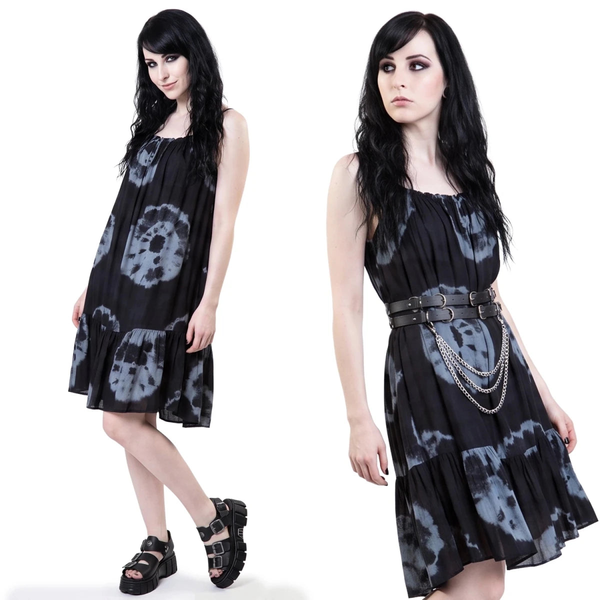 Vestido Tie-Dye Negro y Gris de Viscosa - Crazyinlove