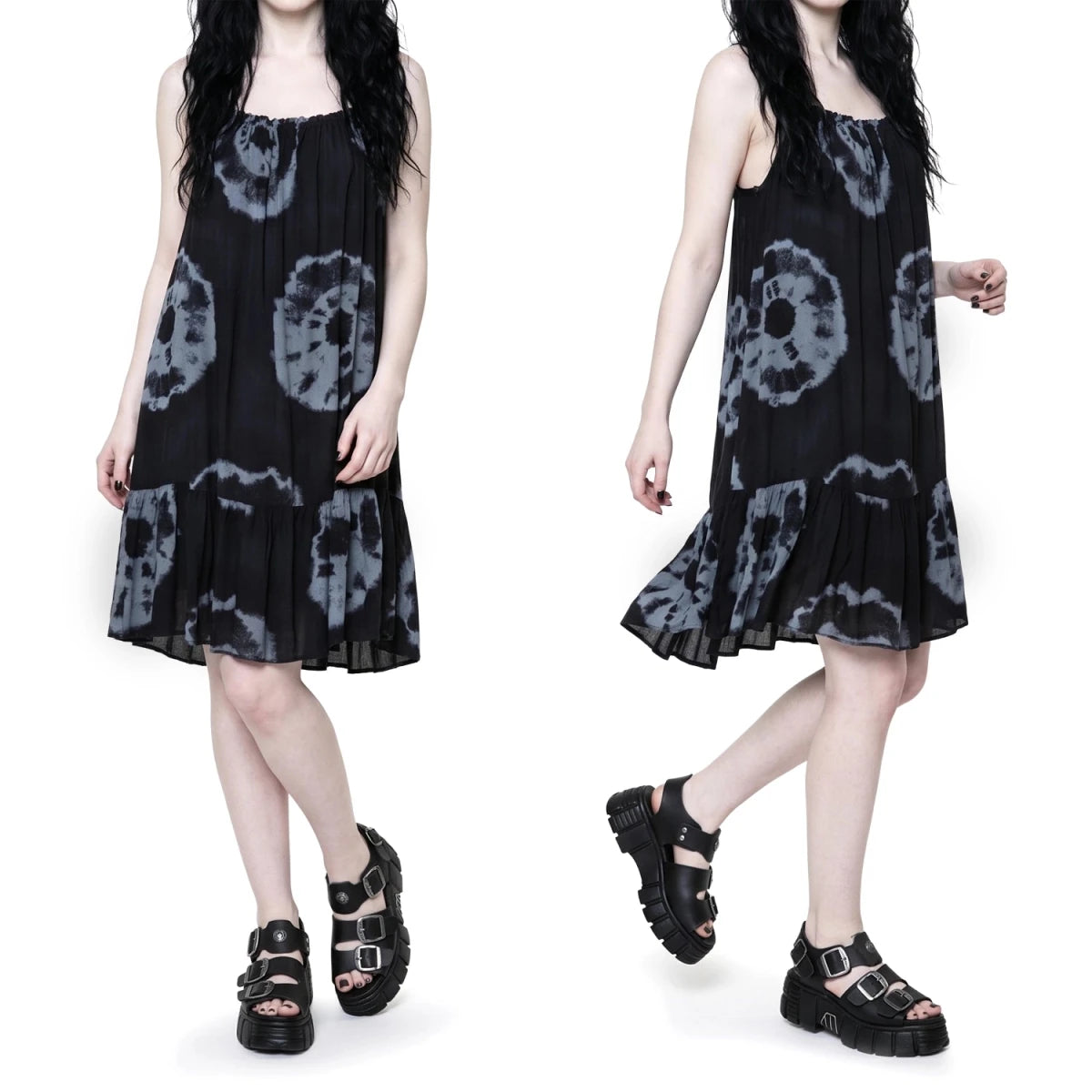 Vestido Tie-Dye Negro y Gris de Viscosa - Crazyinlove