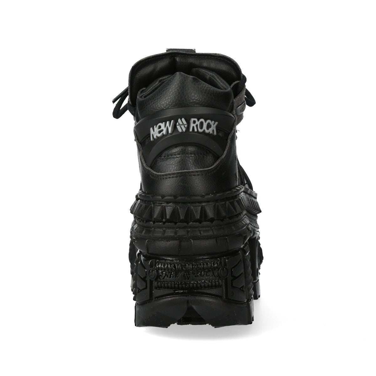 Trasera del zapato New Rock M-WALL106-V16 con logo NEW ROCK y plataforma de dos capas