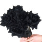 6 Schwarze Stoff-Rosen