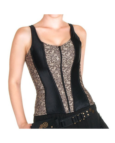 Corset Negro / Marrón Brocado
