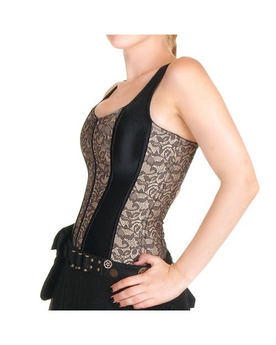 Corset Negro / Marrón Brocado